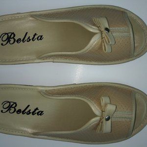 Women's tan dressy sandals. Belsta brand. Comfortable and durable. Size 7 (38)